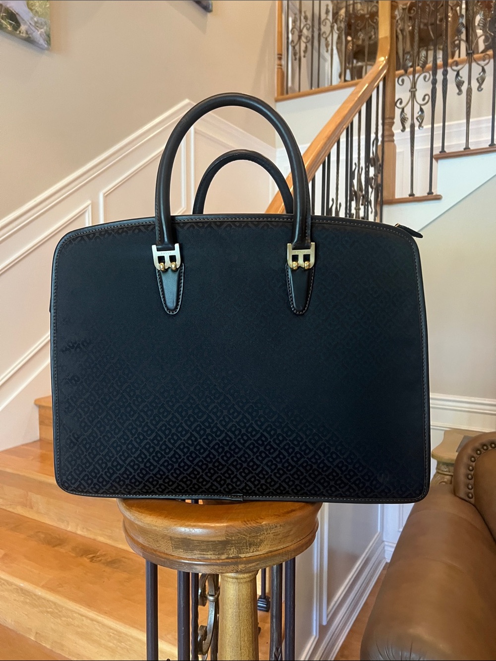Vintage Bally Brown unisex Briefcase with Gold Hardware